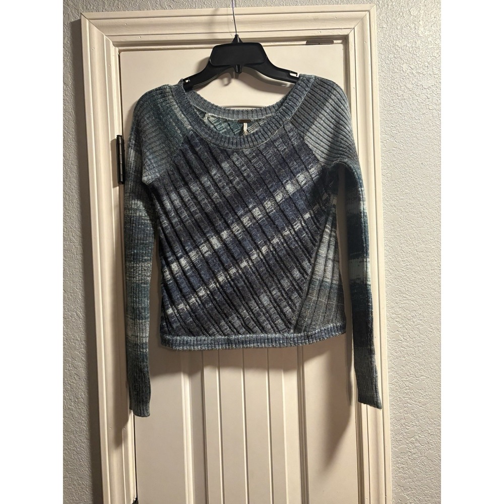 We The Free People Spaced Out Long Sleeve Top Size Small Blue Space Dye